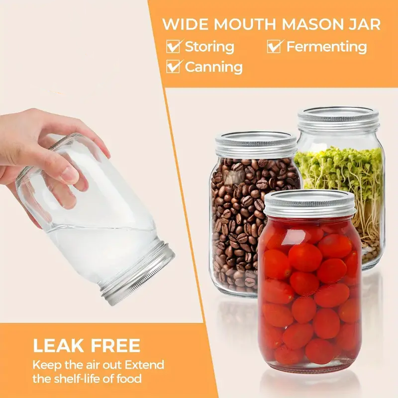 6Pcs, 12Pcs, 500Ml/16Oz, Glass - Mason Jar 8Oz ulasan dan harga