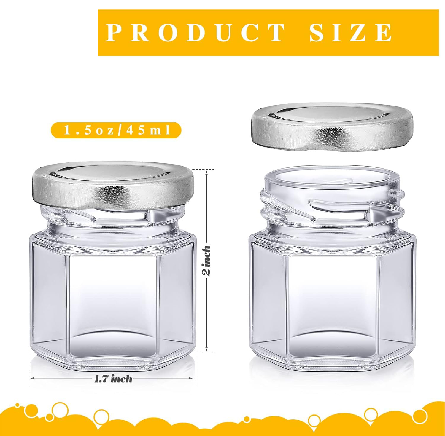 1.5oz Mini Hexagon Glass Jars  - Mason Jar 8Oz ulasan dan harga