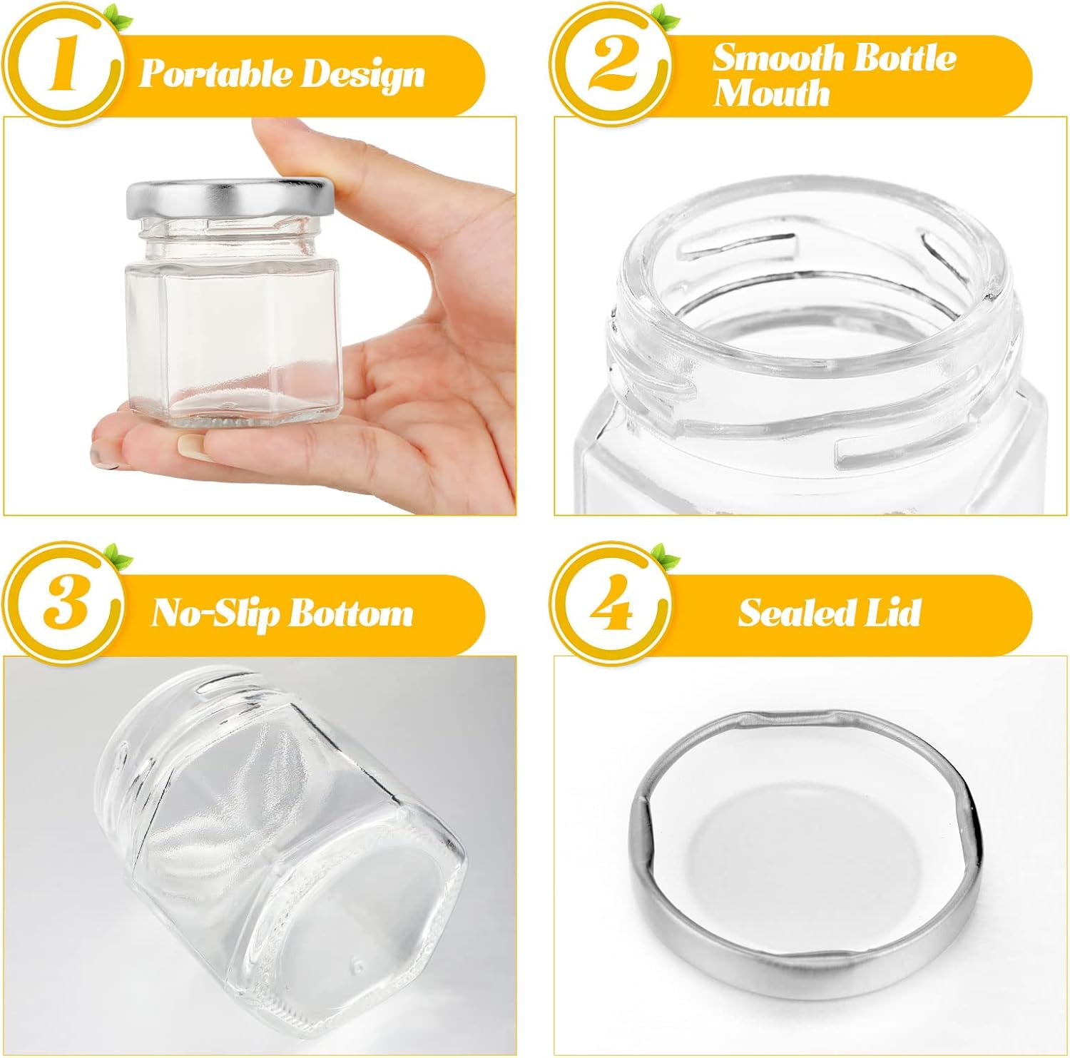 1.5oz Mini Hexagon Glass Jars  - Mason Jar 8Oz ulasan dan harga