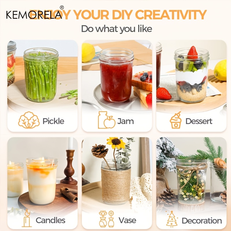 KEMORELA Mason Jars 350ML With - Mason Jar 8Oz ulasan dan harga