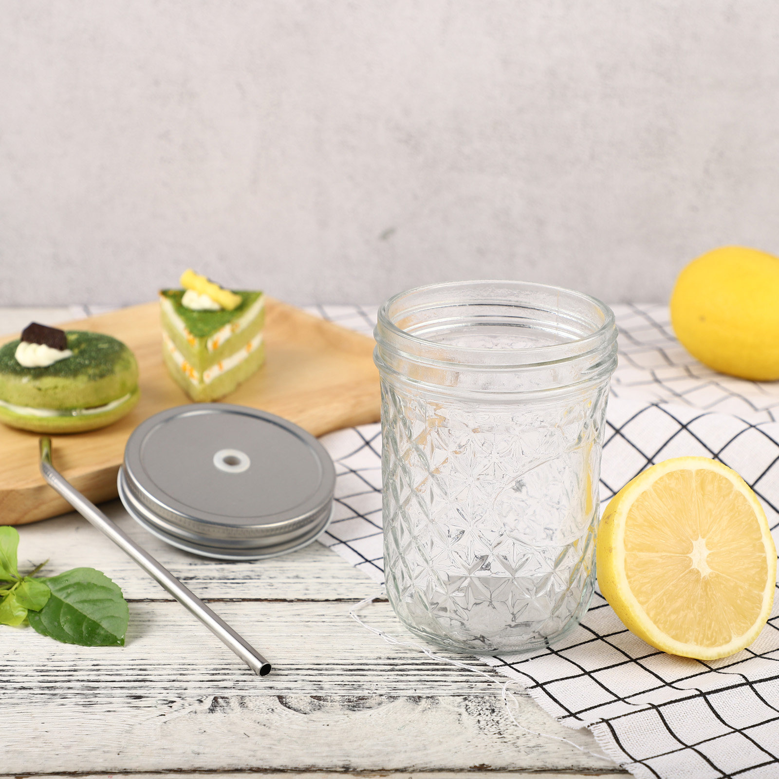 1Set Premium Diamond-Textured  - Mason Jar 8Oz ulasan dan harga