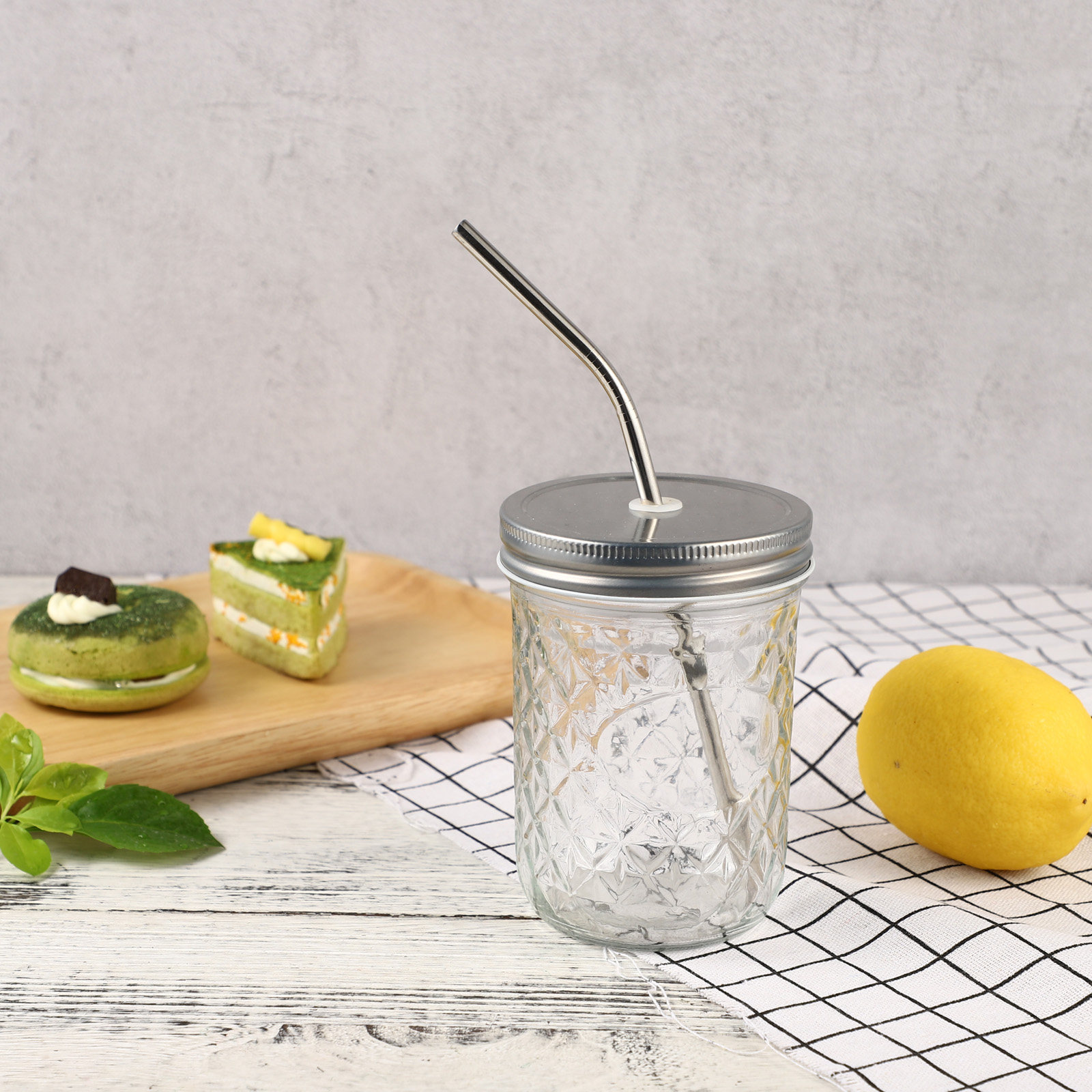 1Set Premium Diamond-Textured  - Mason Jar 8Oz ulasan dan harga