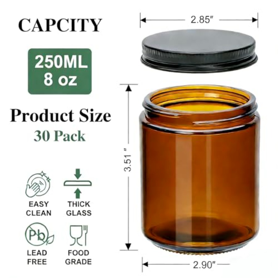 8oz Amber Candle Jars Set of 3 - Mason Jar 8Oz ulasan dan harga